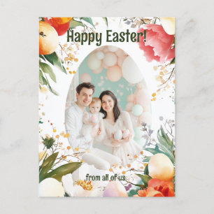 Postal Festiva Saludos florales de personalizable 🐇 de huevo