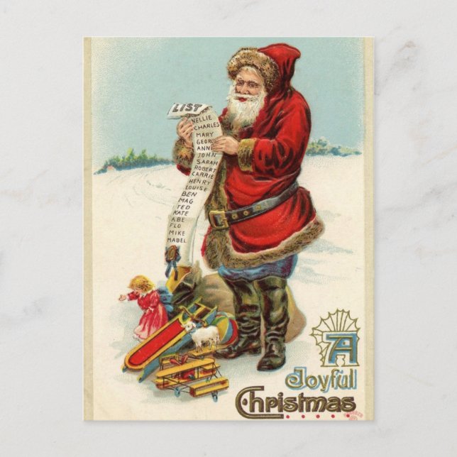 Postal Festiva Saludos navideños de la reproducción antigua (Anverso)