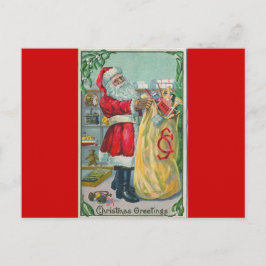 Postal Festiva Saludos navideños de la reproducción antigua