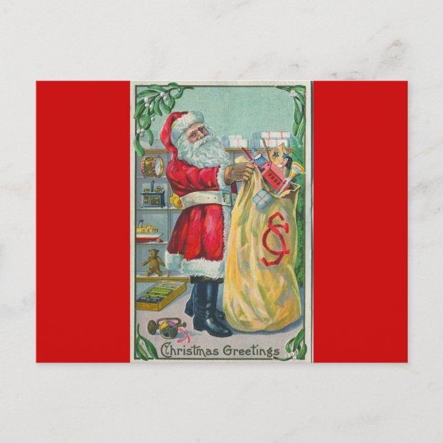 Postal Festiva Saludos navideños de la reproducción antigua (Anverso)