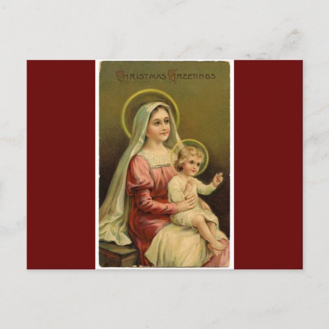 Postal Festiva Saludos navideños de la reproducción antigua (Anverso)