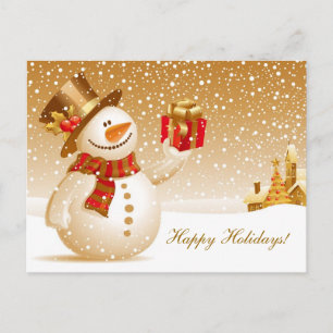 Postal Festiva Saludos navideños de los navidades Snowman