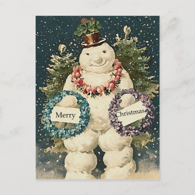 Postal Festiva Saludos navideños de Snowman (Anverso)
