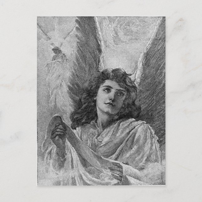 Postal Festiva Saludos navideños de Vintage Angel (Anverso)