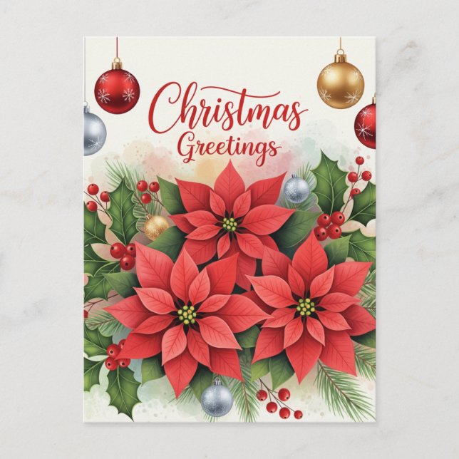 Postal Festiva Saludos navideños, festivos, (Anverso)