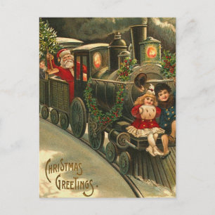Postal Festiva Saludos navideños vintage