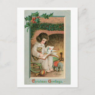 Postal Festiva Saludos navideños vintage