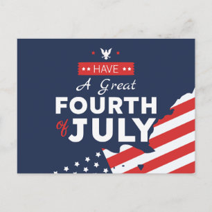 Postal Festiva Saludos Patrióticos Costeros 4 de Julio