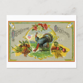 Postal Festiva Saludos vintage de Acción de Gracias