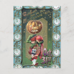 Postal Festiva Saludos vintage de Halloween de principios del sig
