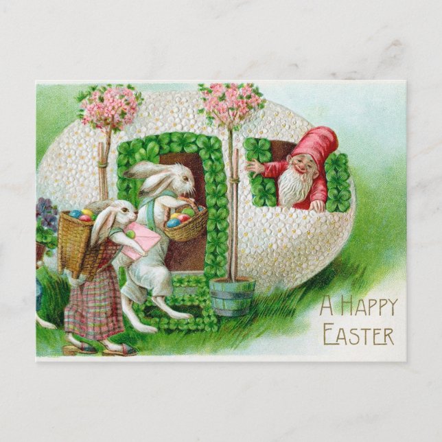 Postal Festiva Saludos vintage de Pascua (Anverso)