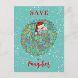 Postal Festiva Salven a los Navidades de Pangolin Cute