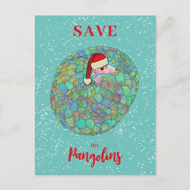 Postal Festiva Salven a los Navidades de Pangolin Cute (Anverso)