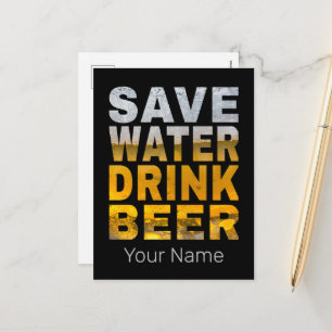 Postal Festiva Salven Cerveza De Bebida De Agua Diciendo Para La