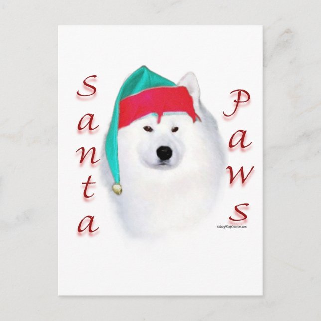 Postal Festiva Samoyed Santa Paws (Anverso)