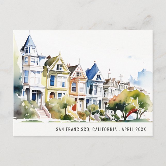 Postal Festiva San Francisco Painted Ladies Landscape Travel (Anverso)