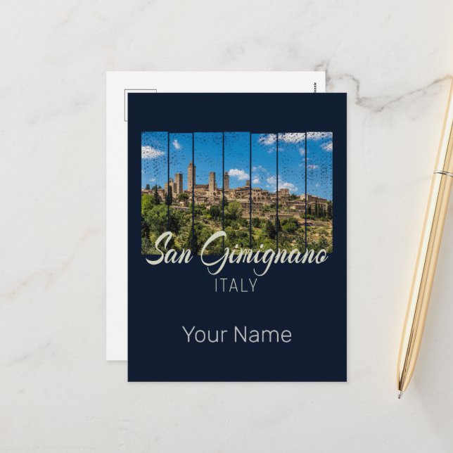 Postal Festiva San Gimignano Toscana Italia Vista panorámica (Anverso/Reverso In Situ)