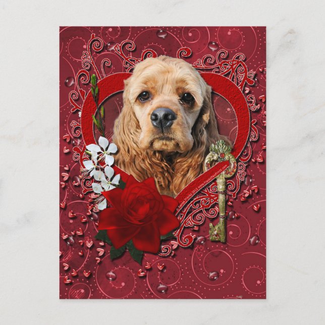 Postal Festiva San Valentín - Clave para mi corazón - Cocker Span (Anverso)