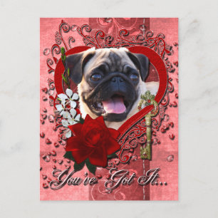 Postal Festiva San Valentín - Clave para mi corazón - Pug