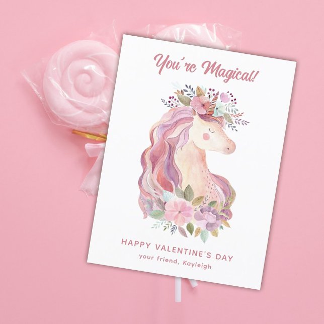 Postal Festiva San Valentín de clase de bonito Wildflower Unicorn (Subido por el creador)