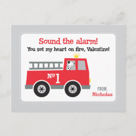 Postal Festiva San Valentín de clase de camiones de bomberos
