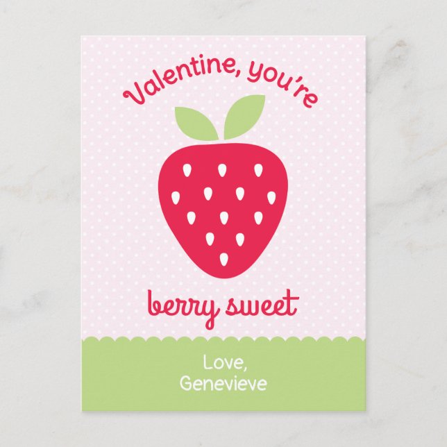Postal Festiva San Valentín de clase de fresa dulce (Anverso)