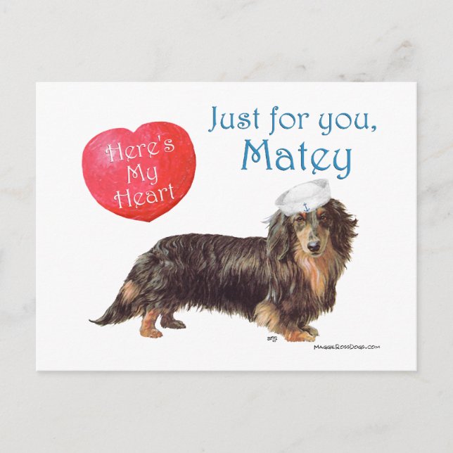 Postal Festiva San Valentín de Dachshund (Anverso)