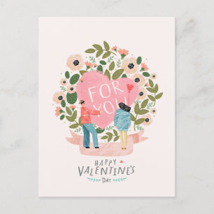 Postal Festiva San Valentín de flor rosa
