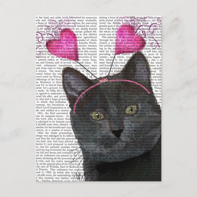 Postal Festiva San Valentín de gato negro (Anverso)