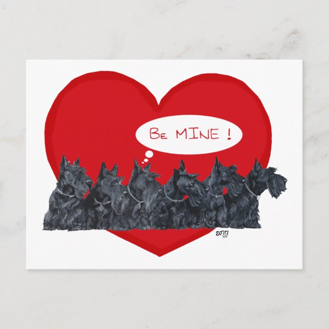 Postal Festiva San Valentín de Terriers Escoceses (Anverso)
