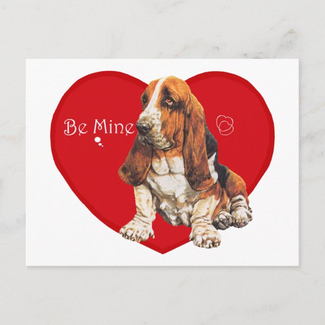 Postal Festiva San Valentín del Basset Hound (Anverso)