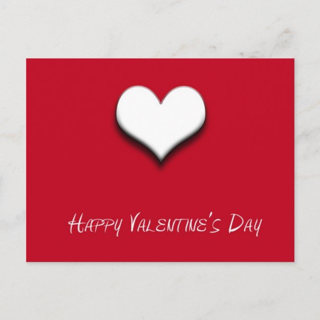 Postal Festiva San Valentín del corazón rojo y blanco (Anverso)