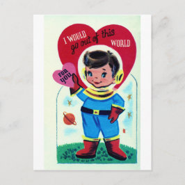 Postal Festiva San Valentín del espacio retro
