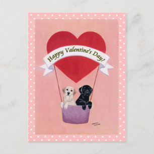 Postal Festiva San Valentín del Labrador negro y amarillo