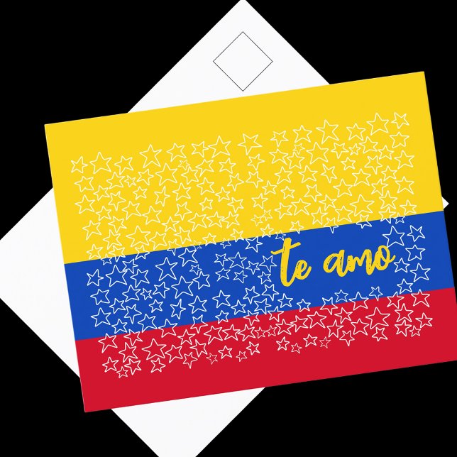 Postal Festiva San Valentín español en bandera de Colombia (Subido por el creador)