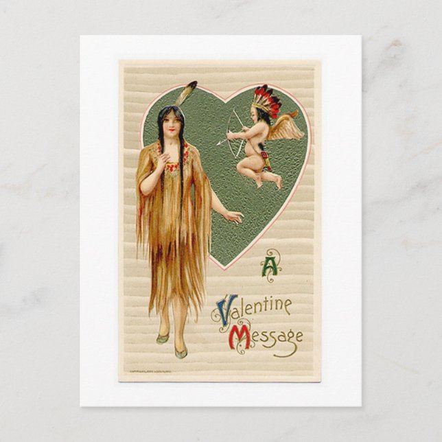 Postal Festiva San Valentín nativo americano (Anverso)
