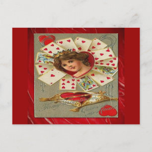 Postal Festiva San Valentín Victoriano La Reina De Corazones