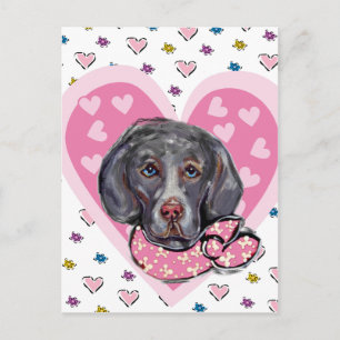 Postal Festiva San Valentín Weimaraner