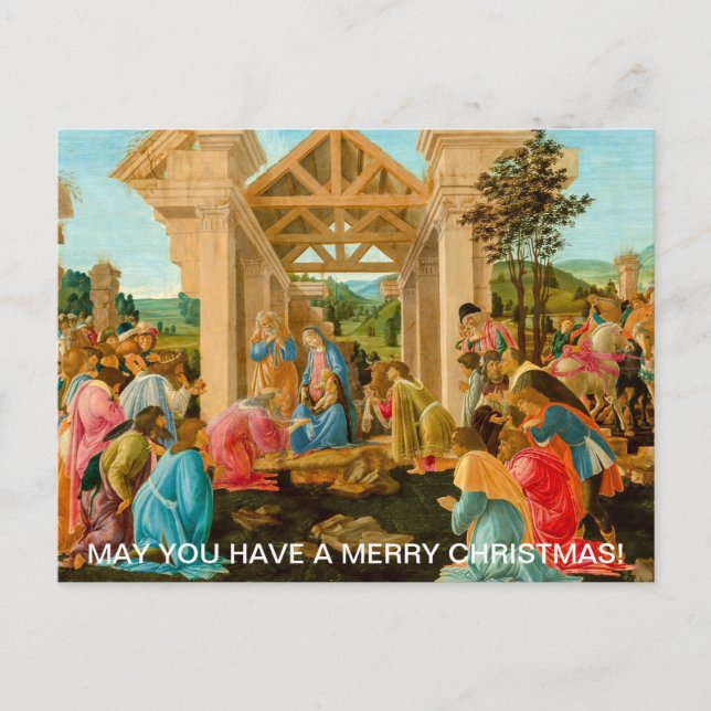 Postal Festiva Sandro Botticelli, la admiración del feriado magi (Anverso)