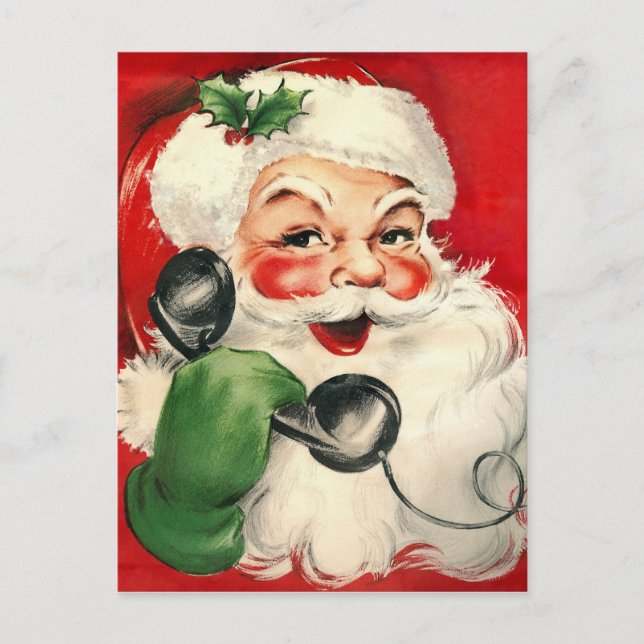 Postal Festiva Santa al teléfono (Anverso)