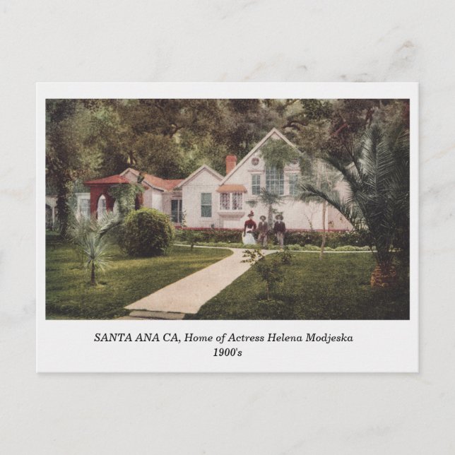 Postal Festiva Santa Ana CA, Casa de Helena Modjeska antigua post (Anverso)