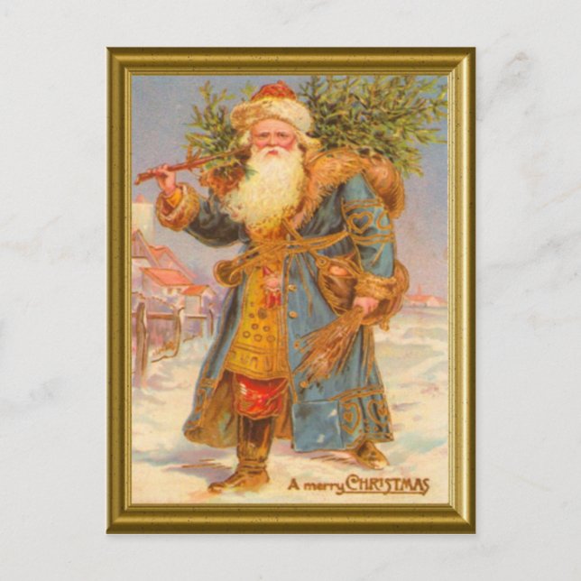 Postal Festiva Santa Azul (Anverso)