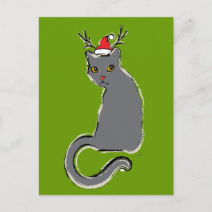 Postal Festiva Santa Cat, Navidades de la nariz roja