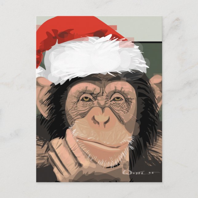 Postal Festiva Santa Chimp (Anverso)