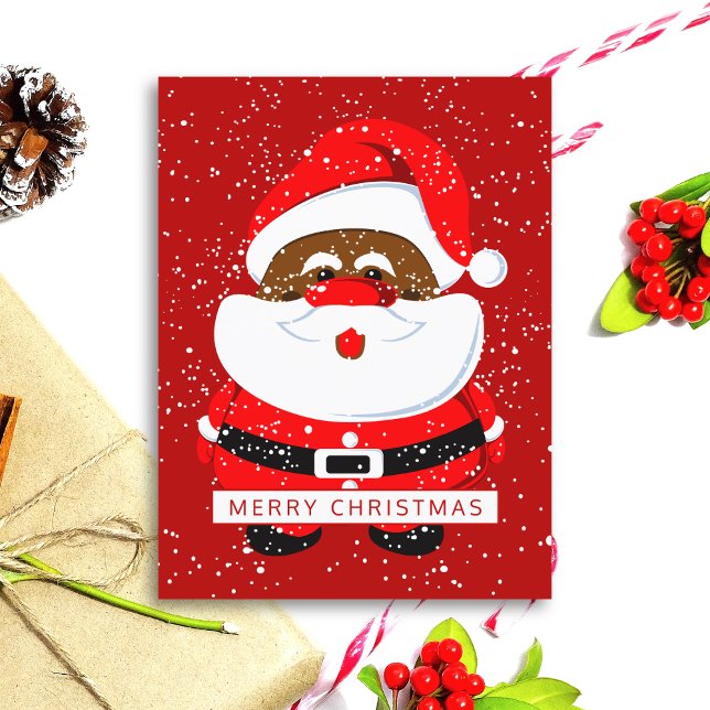 Postal Festiva Santa Claus afroamericana y la nieve (Subido por el creador)