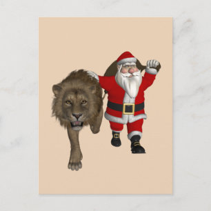 Postal Festiva Santa Claus ama a los leones