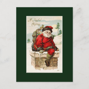 Postal Festiva Santa Claus Chimney Vintage Christmas