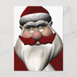 Postal Festiva Santa Claus con bigote rojo