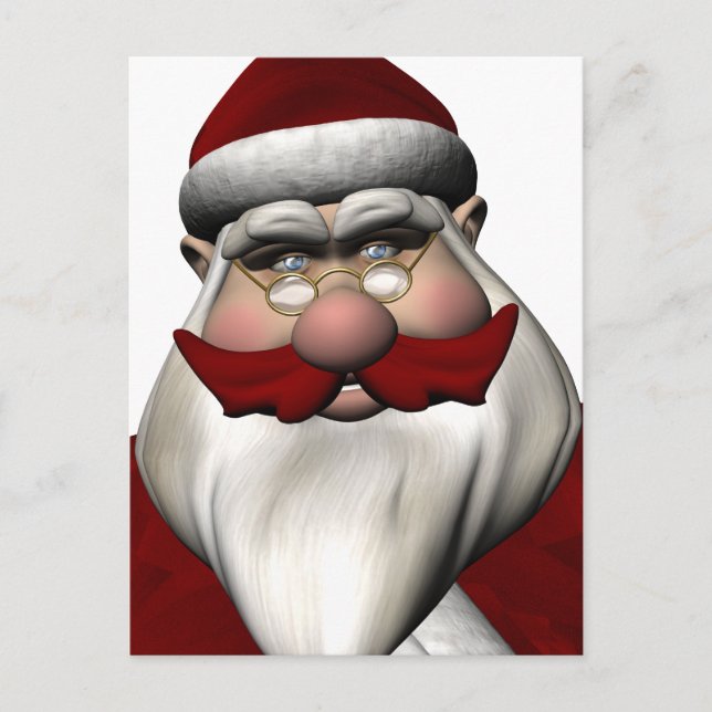 Postal Festiva Santa Claus con bigote rojo (Anverso)