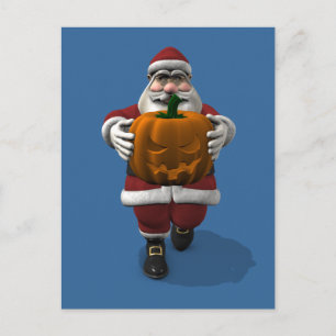 Postal Festiva Santa Claus con calabaza